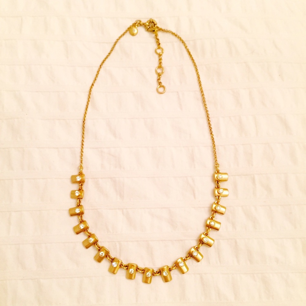 J. Crew Gold Necklace with Crystal Accents